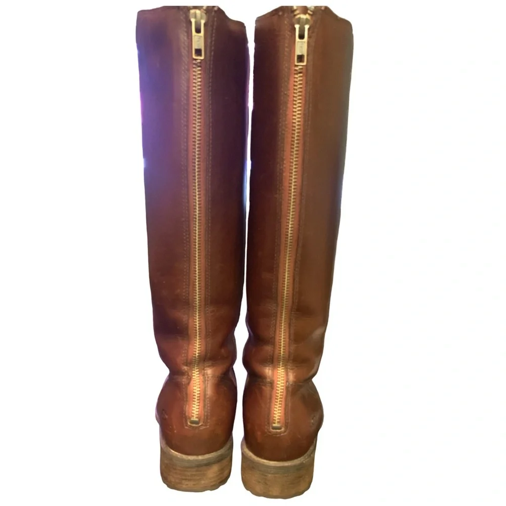 UGGs Seldon Leather Tall Boots Back Zip Size 6 Dark Chestnut Brown 1006038
